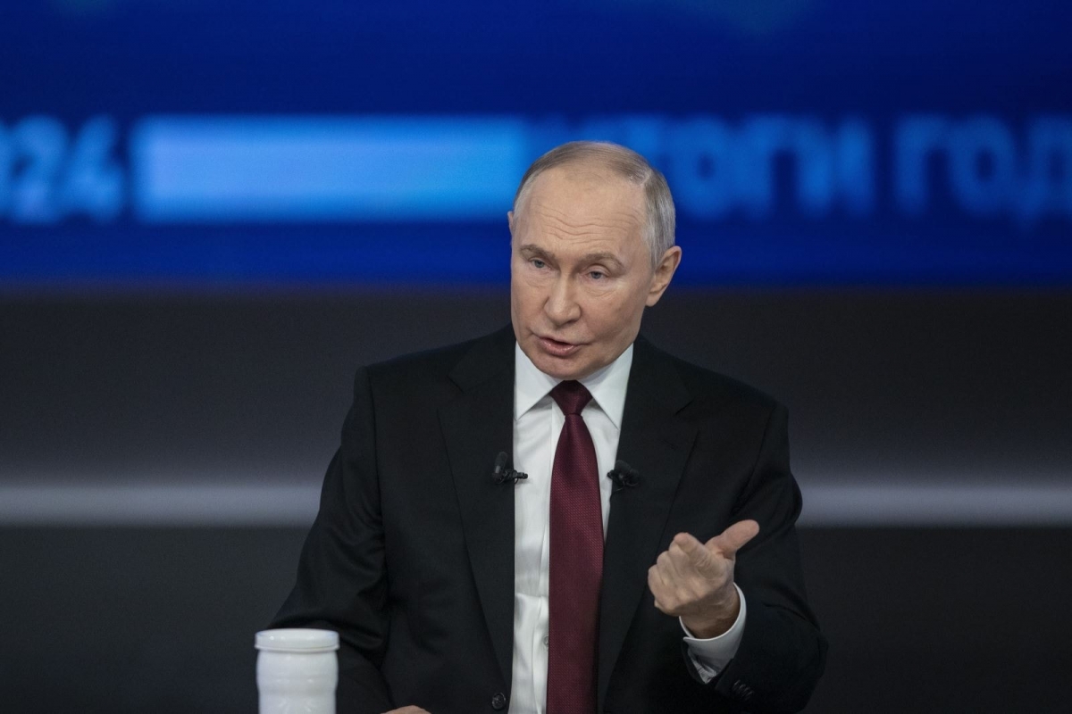 Tổng thống Nga Vladimir Putin phát biểu tại cuộc họp báo ở Moscow. Ảnh: THX