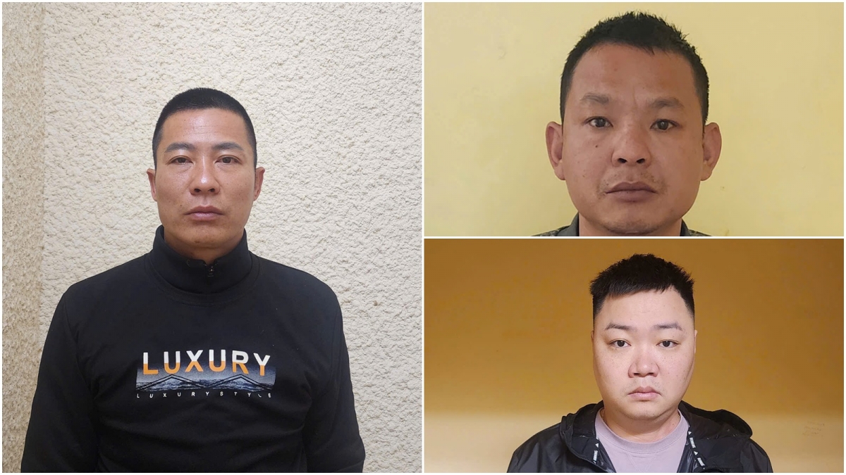 Đối tượng cầm đầu Nguyễn Văn Phong (trái) và các đồng phạm. 