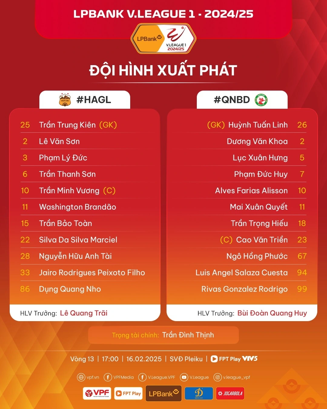 Đội hình ra sân.