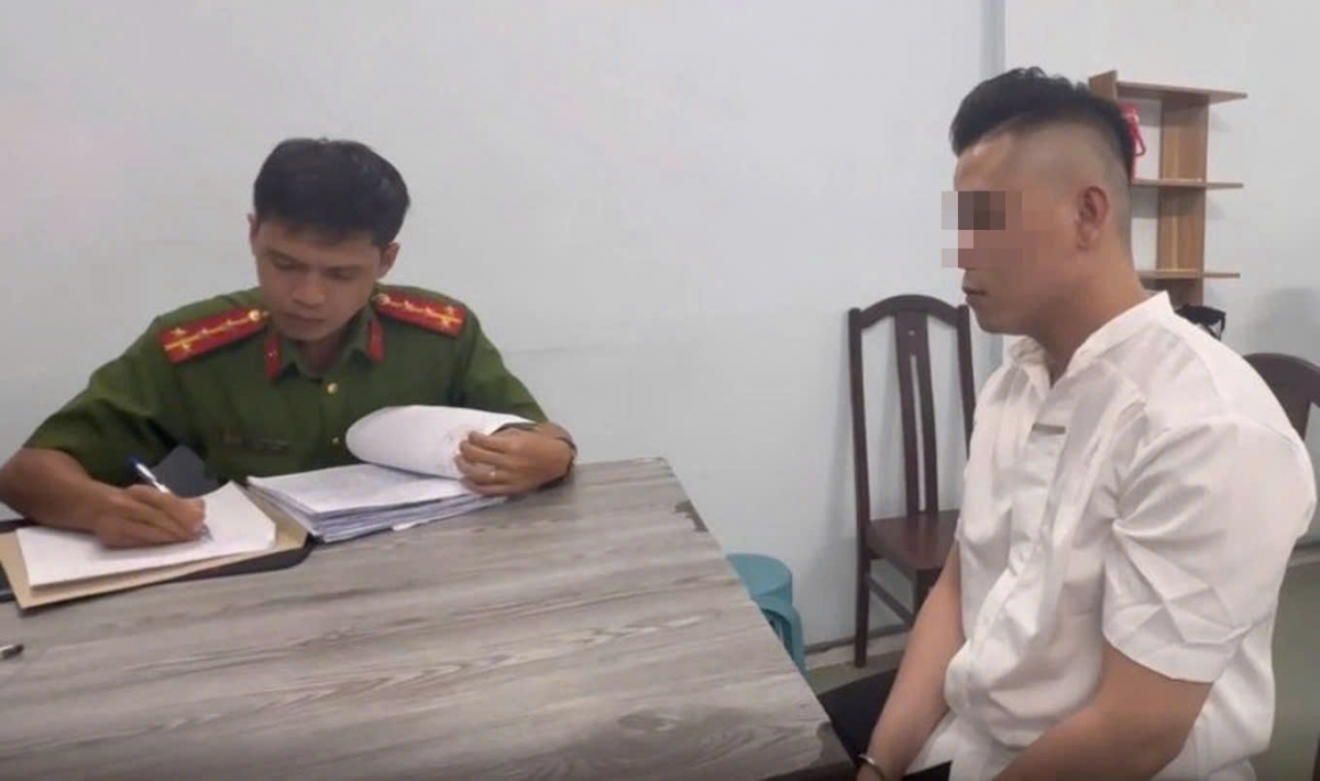 Tưởng Chí Huy tại cơ quan công an. (Ảnh: CACC)