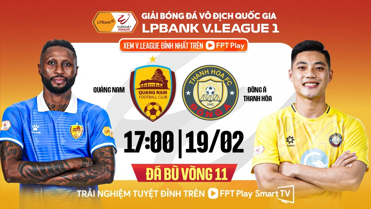 Quảng Nam so tài với Thanh Hóa vào lúc 17h chiều nay 19/2 trên sân Tam Kỳ.