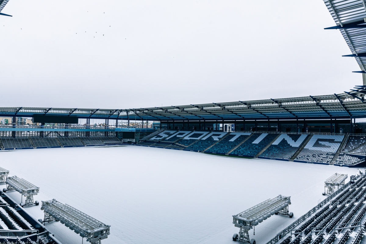 Sân vận động Children's Mercy Park trong tình trạng tuyết phủ kín. (Ảnh: Children's Mercy Park). 