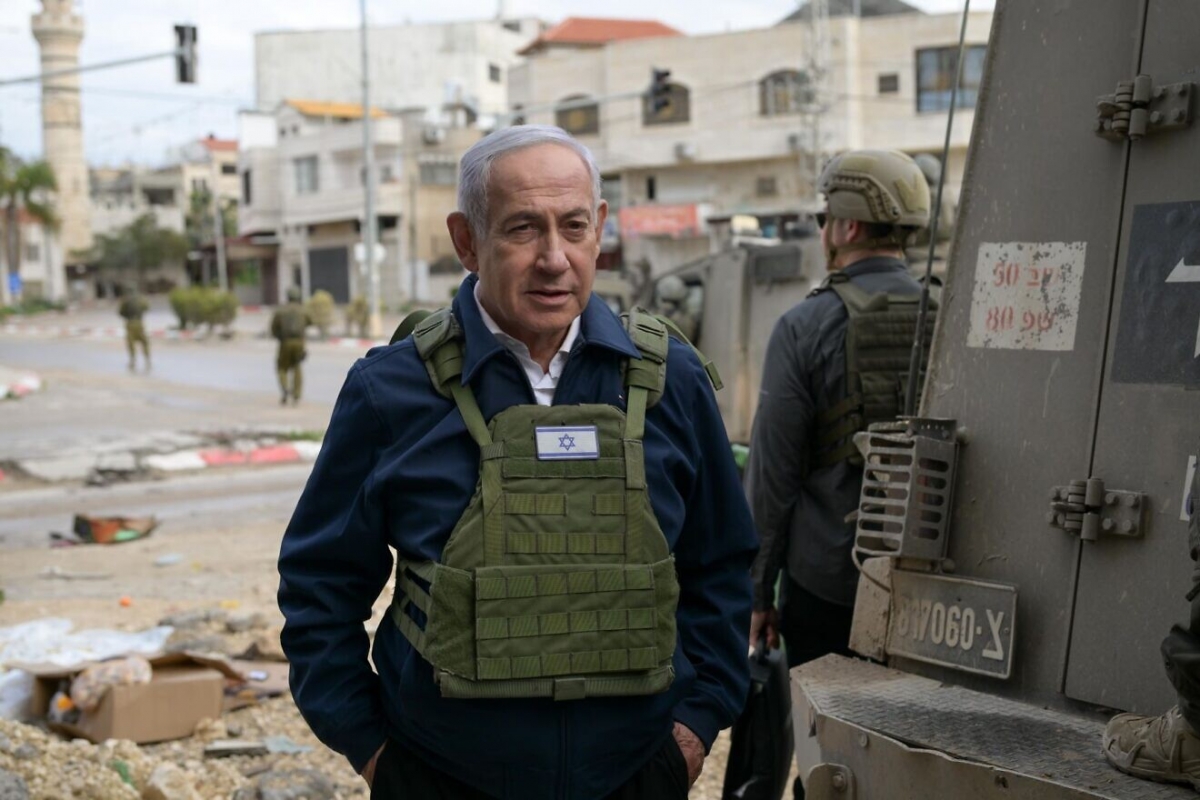 Thủ tướng Israeli Benjamin Netanyahu tại trại tị nạn Tulkarm ngày 21/2/2025. Ảnh: GPO