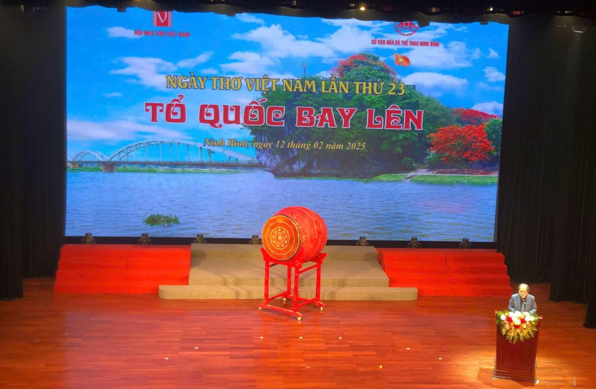 Ông Nguyễn Quang Thiều - Chủ tịch Hội Nhà văn Việt Nam phát biểu tại sự kiện