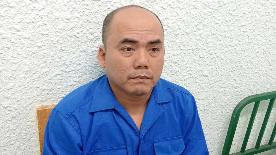 Tài xế Phạm Quốc Huy tại cơ quan công an.