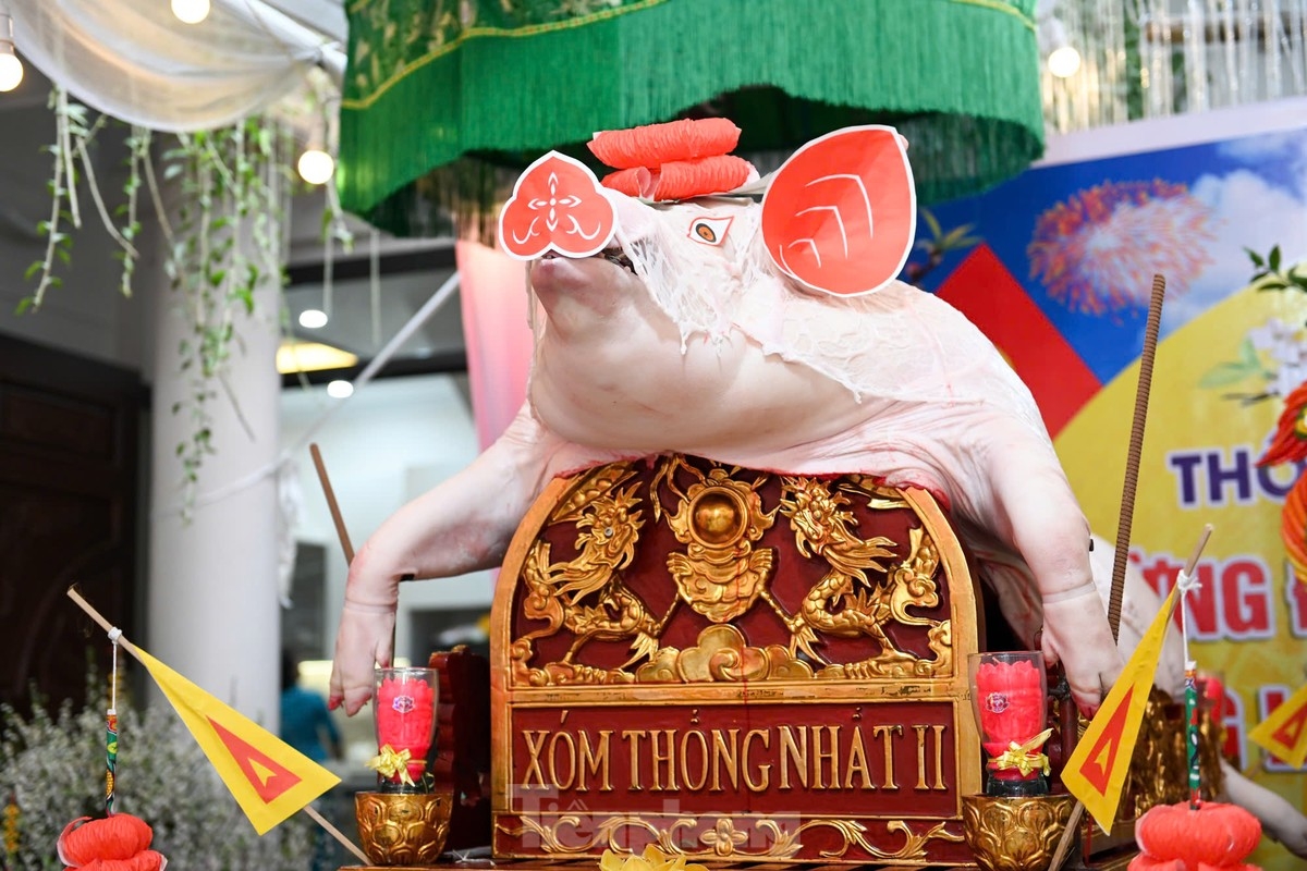 At midnight, the village elders begin a ritual that lasts until 2 a.m. the next day. After the ceremony, the pork is then divided among the families of the village for good luck.