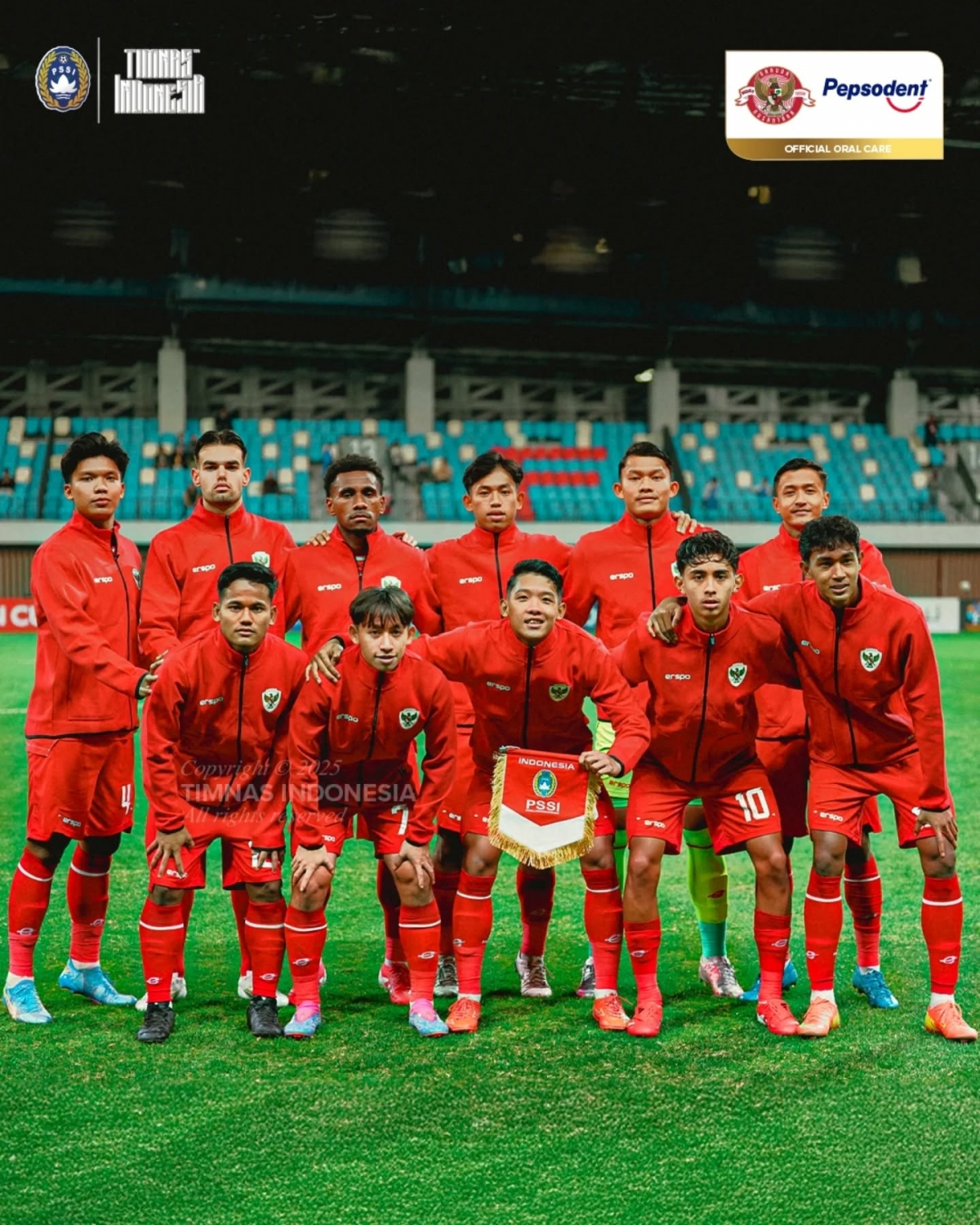 Đội hình đá chính của U20 Indonesia. (Ảnh: PSSI). 