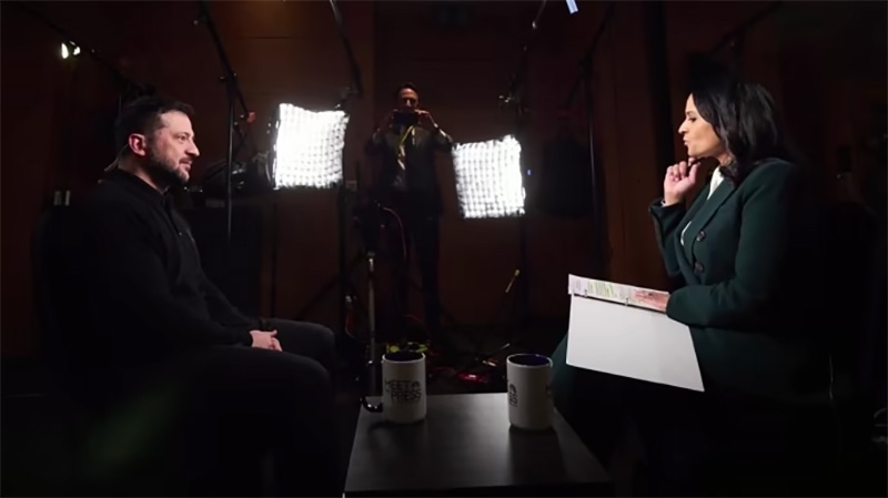 Tổng thống Ukraine Volodymyr Zelensky trả lời phỏng vấn NBC News. Ảnh: Văn phòng Tổng thống Ukraine