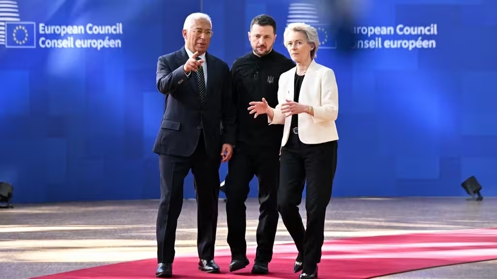Các nhà lãnh đạo Khối 27 đã thông qua một tuyên bố chung tiếp tục ủng hộ Ukraine, dù không có sự đồng ý của Hungary. Ảnh: France Info