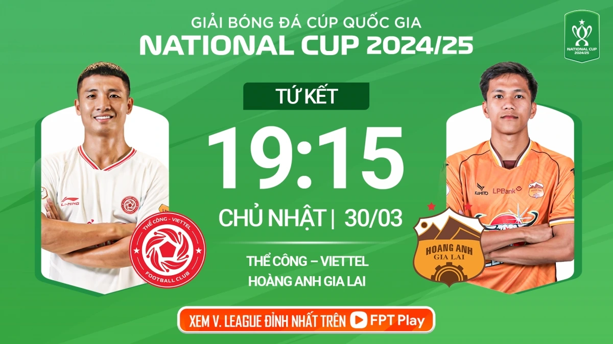 Trận Thể Công Viettel vs HAGL diễn ra lúc 19h15.