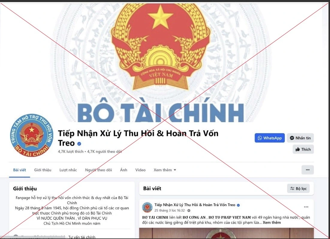 Cảnh báo giả mạo trang facebook của Bộ Tài chính 