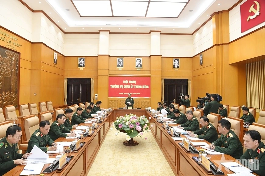 Quang cảnh Hội nghị Thường vụ Quân ủy Trung ương. Ảnh: TUẤN HUY