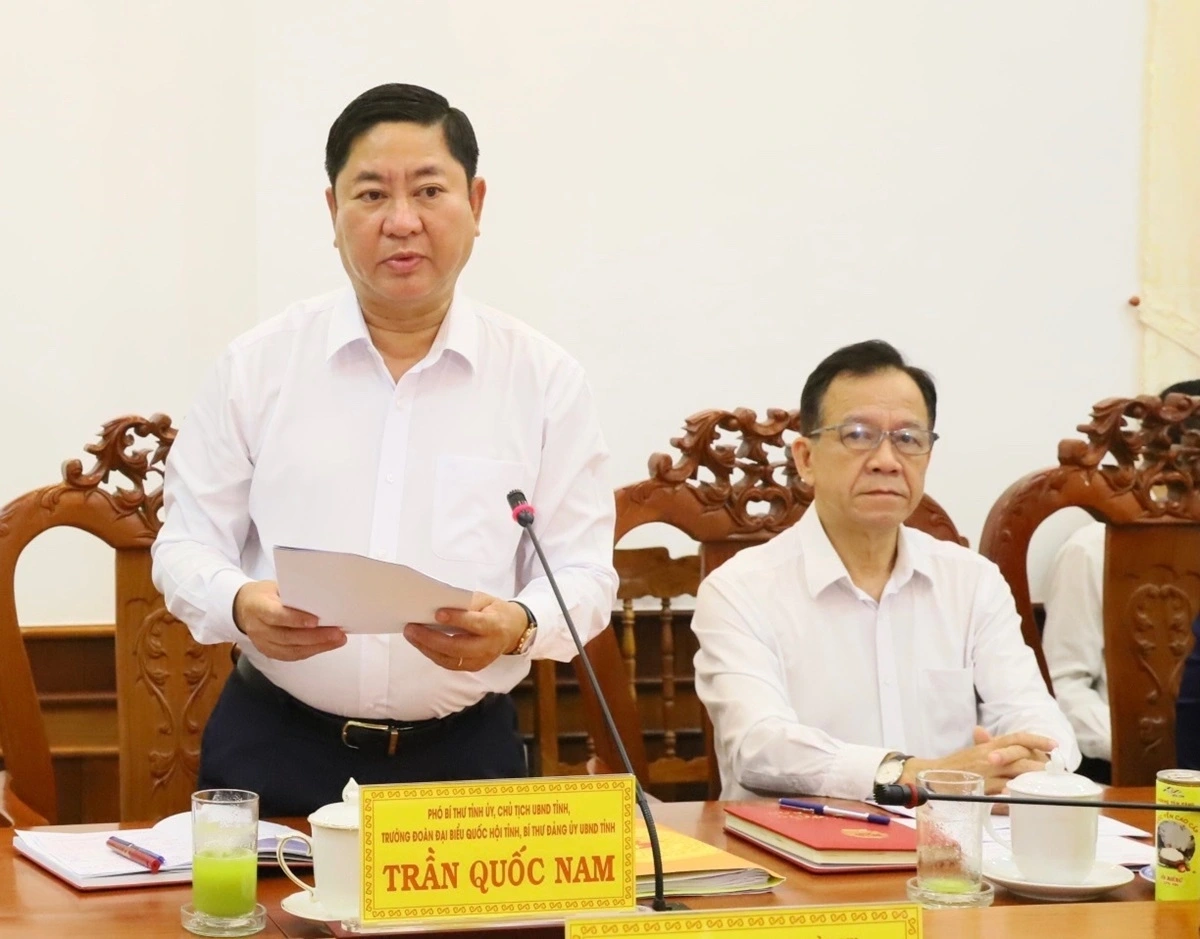 Chủ tịch UBND tỉnh Ninh Thuận Trần Quốc Nam phát biểu tại buổi làm việc. Ảnh: N.Tr