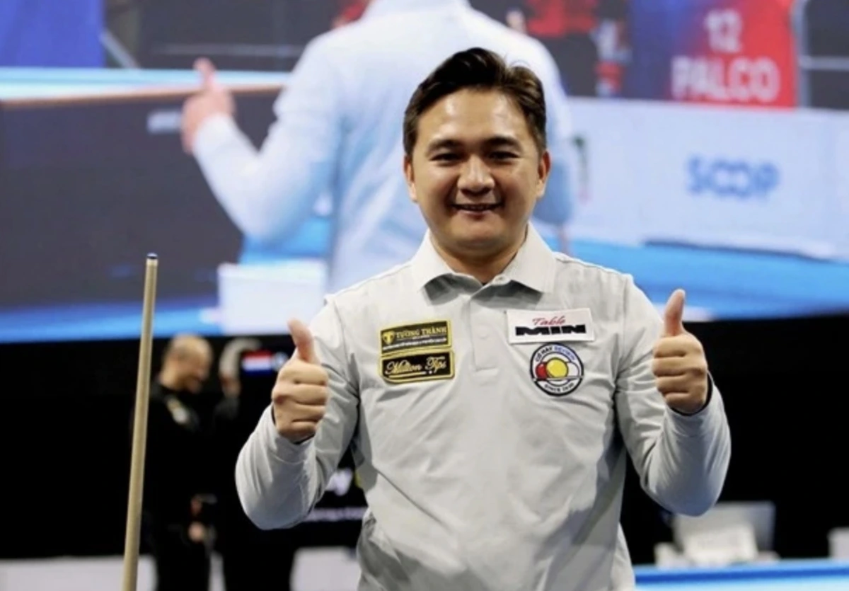 Tran Thanh Luc expresses his joy after defeating Tayfun Tasdemir in the final match. (Photo: Courtesy of Tran Thanh Luc)