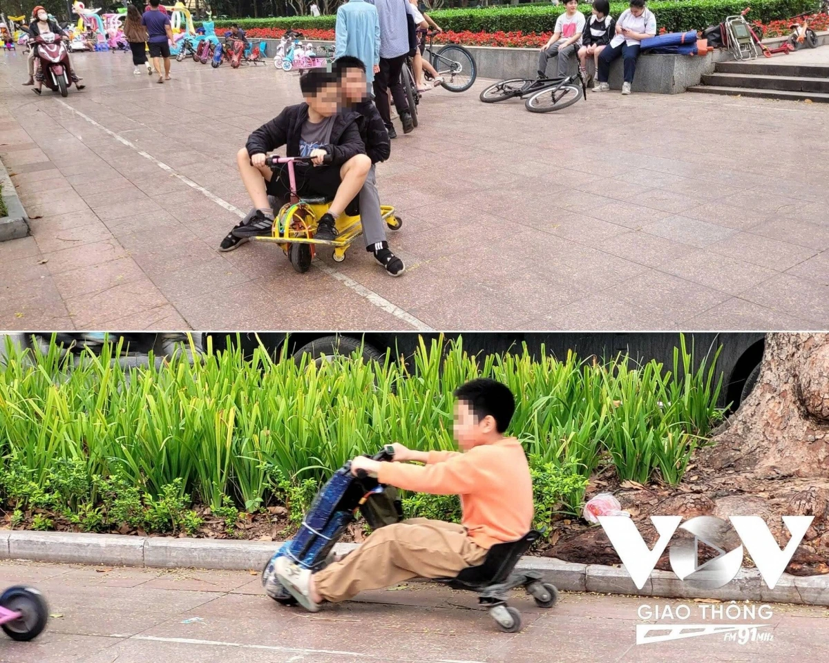 Các em nhỏ điều khiển phương tiện mà không có bất kỳ biện pháp bảo vệ nào