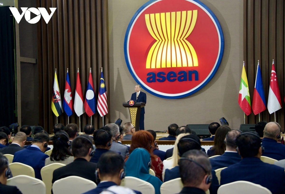 Cũng tại Ban thư ký ASEAN, Tổng Bí thư Tô Lâm đã có bài phát biểu chính sách tại Lễ kỷ niệm 30 năm Việt Nam gia nhập ASEAN.