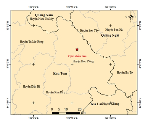 Bản đồ tâm chấn động đất 3.1