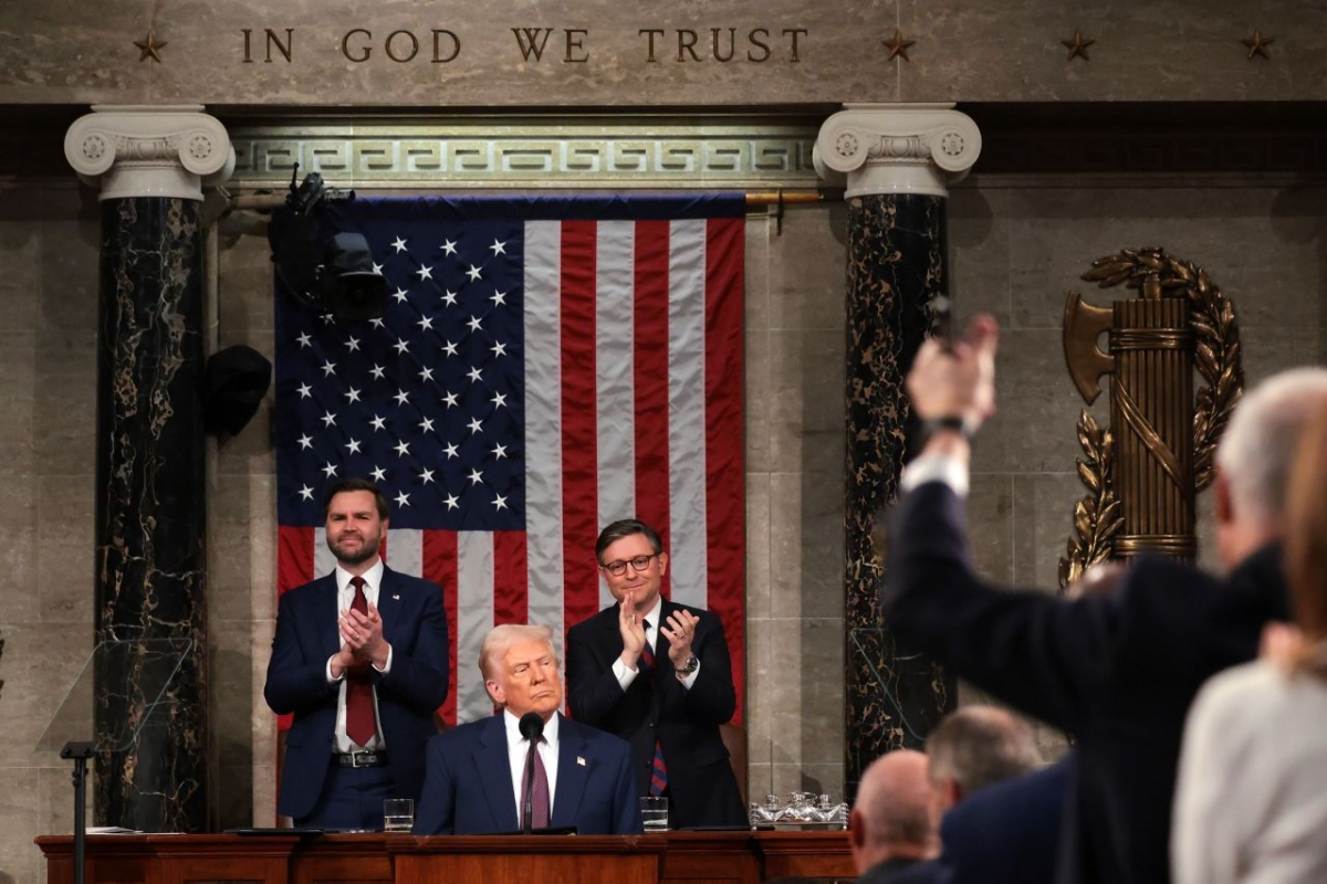 Tổng thống Trump phát biểu tại phiên họp Quốc hội. Ảnh: Getty