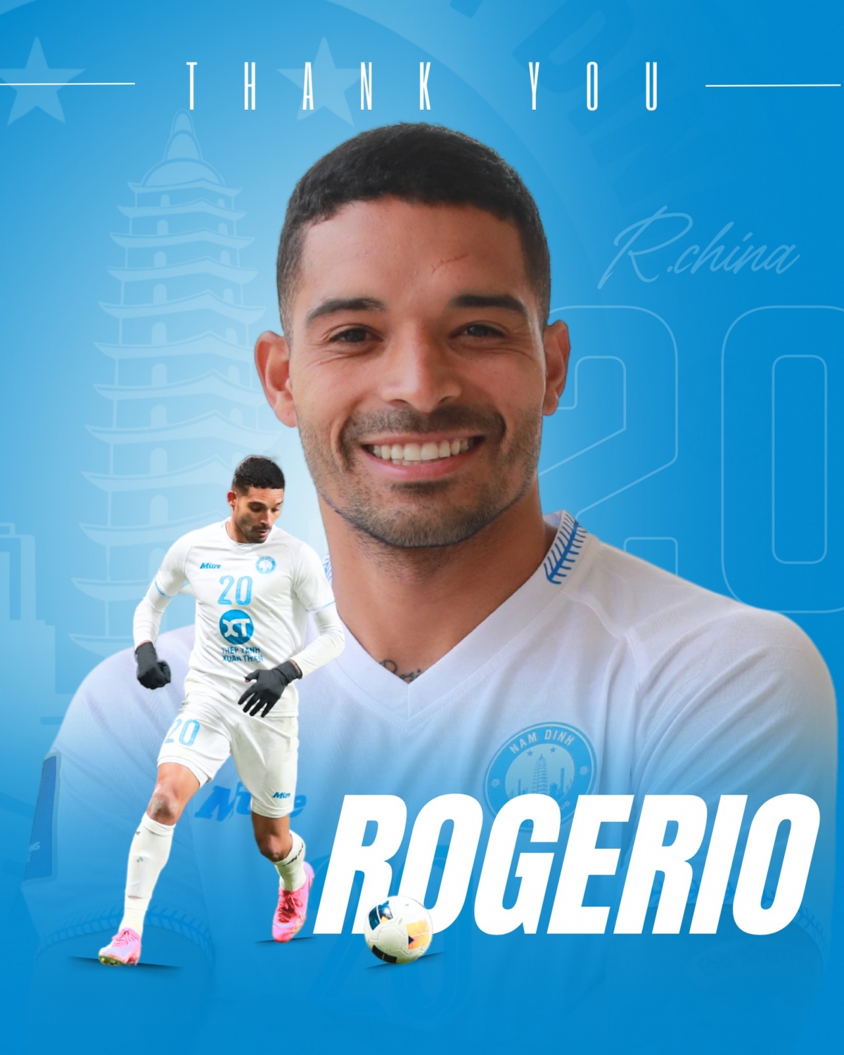 CLB Nam Định thanh lý hợp đồng với tiền đạo Rogerio China.