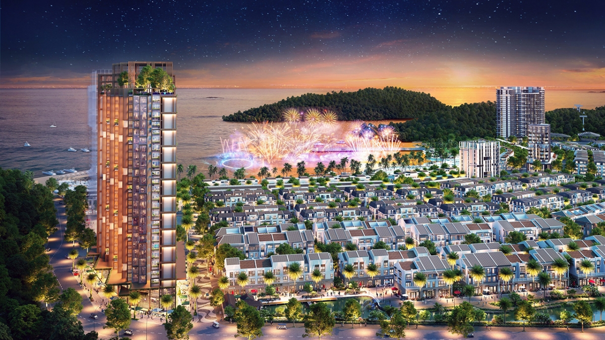 Dự án Xanh Island tại trung tâm đảo Cát Bà của Sun Group sẽ hút khách về vui chơi, nghỉ dưỡng, lưu trú - Ảnh phối cảnh minh họa