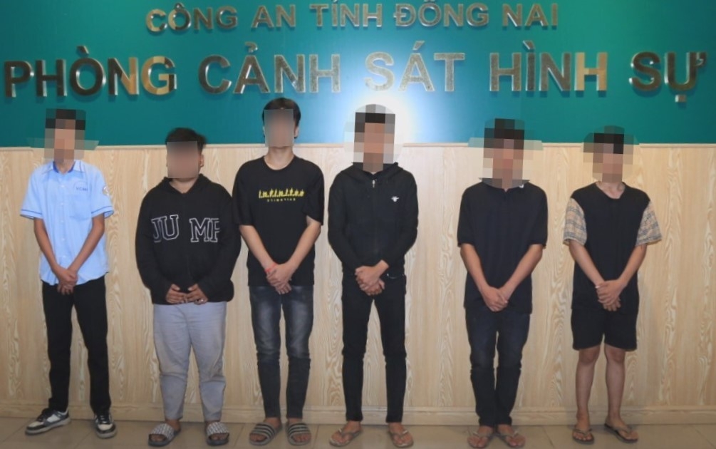 Các đối tượng bị tạm giữ (Ảnh: Công an tỉnh Đồng Nai)