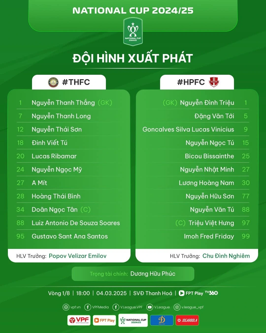 Đội hình ra sân.
