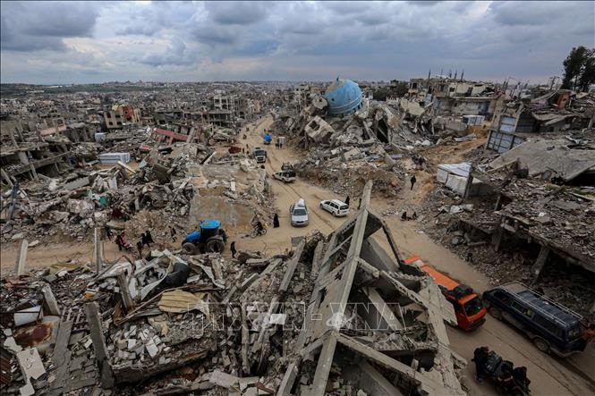 Cảnh tàn phá do xung đột tại Beit Hanoun, Dải Gaza (Ảnh: THX/TTXVN)