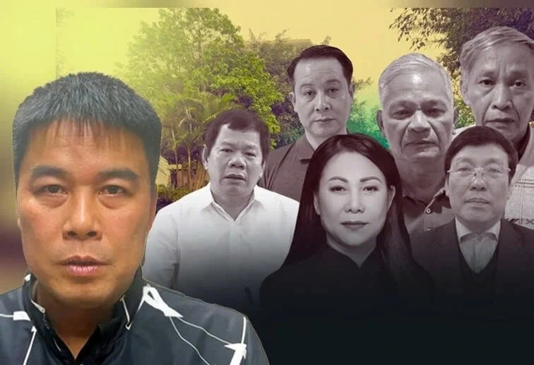 Nguyễn Văn Hậu (trái), bà Hoàng Thị Thuý Lan cùng các bị can trong vụ án