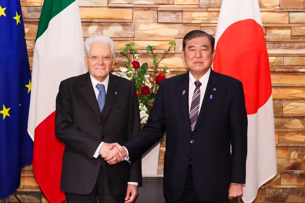 Tổng thống Mattarella và Thủ tướng Ishiba (Ảnh: Bộ Ngoại giao Nhật Bản)