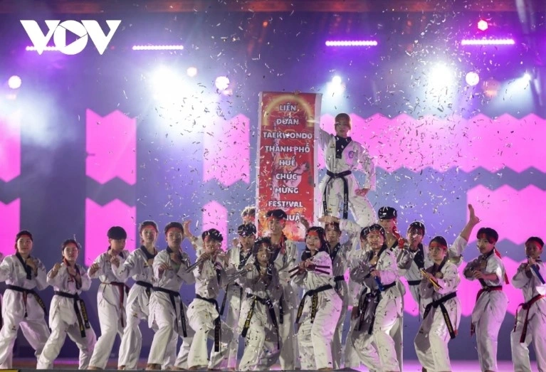 A performance of Taekwondo martial artists is held during the festival.