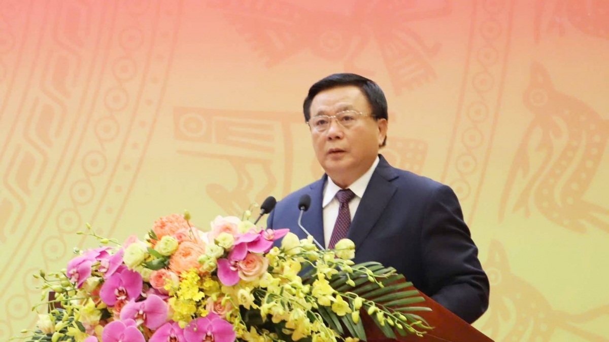 Ông Nguyễn Xuân Thắng, Ủy viên Bộ Chính trị, Giám đốc Học viện Chính trị quốc gia Hồ Chí Minh, Chủ tịch Hội đồng Lý luận Trung ương phát biểu khai mạc hội thảo