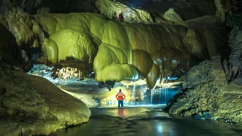 A tourist visits Va cave in the Phong Nha-Ke Bang National Park in Quang Binh province