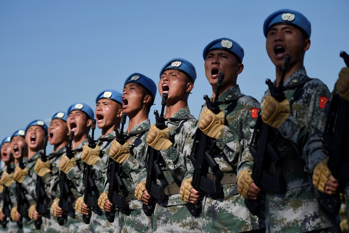 Quân đội Trung Quốc tham gia tập trận diễu hành trước lễ duyệt binh ở Bắc Kinh, Trung Quốc ngày 25/9/2019. Ảnh: Reuters