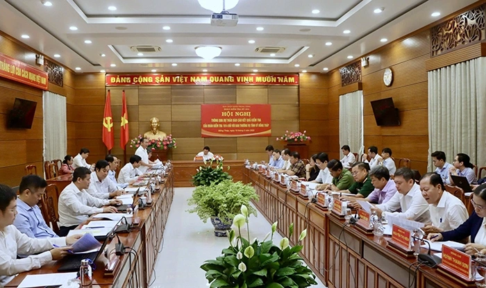 Quang cảnh buổi làm việc của Đoàn kiểm tra của Bộ Chính trị với Ban Thường vụ Tỉnh ủy Đồng Tháp