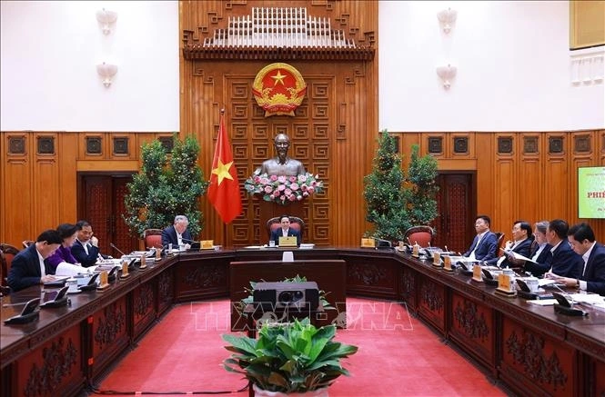 Thủ tướng Phạm Minh Chính chủ trì Phiên họp lần thứ 10 của Ban Chỉ đạo tinh gọn bộ máy của Chính phủ, ngày 13/1/2025. Ảnh: Dương Giang/TTXVN