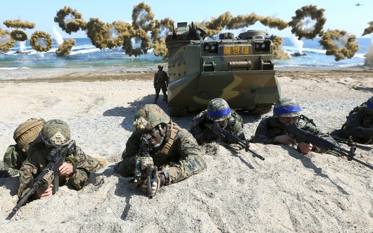 Binh sĩ Mỹ và Hàn Quốc trong 1 cuộc tập trận chung. Ảnh: Japan Times.