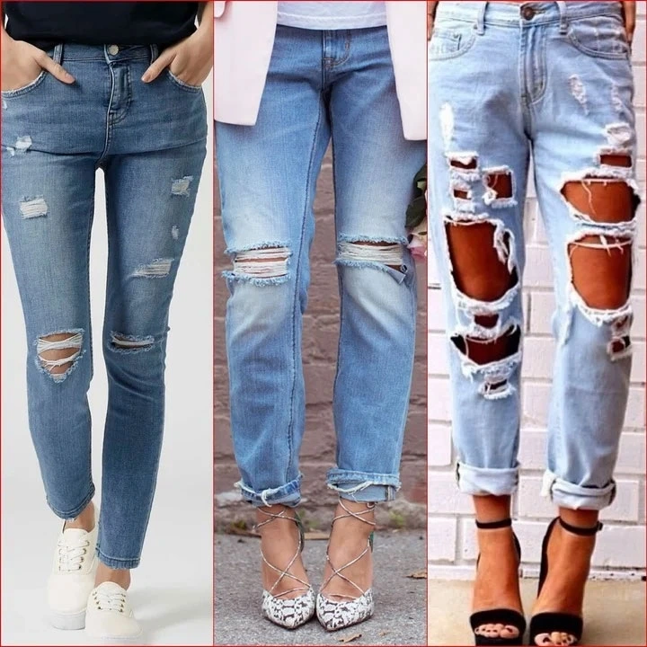 Quần jeans có thiết kế quá phá cách không phù hợp với nơi làm việc (Ảnh: Blogspot)