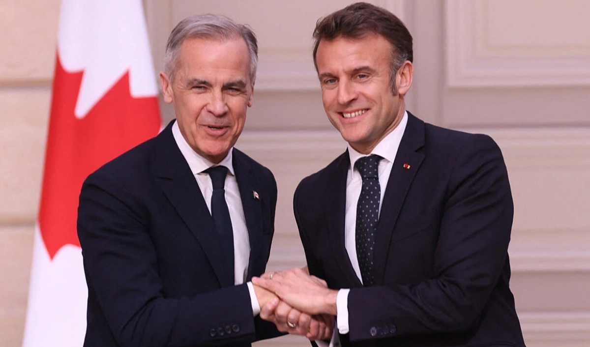 Thủ tướng Canada Carney (trái) và Tổng thống Pháp Macron. Ảnh: Frane 24.