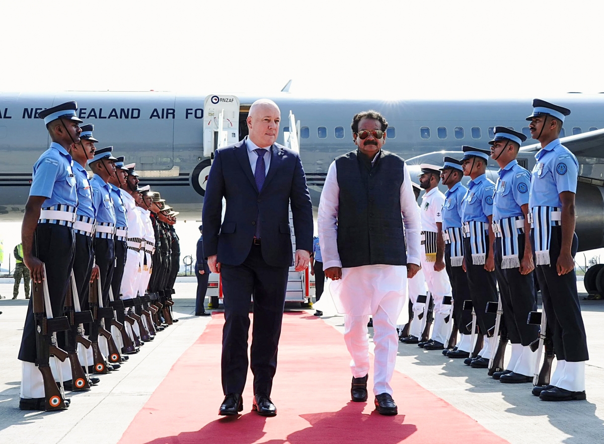 Thủ tướng New Zealand Christopher Luxon bắt đầu chuyến thăm chính thức Ấn Độ. (Ảnh: ANI)