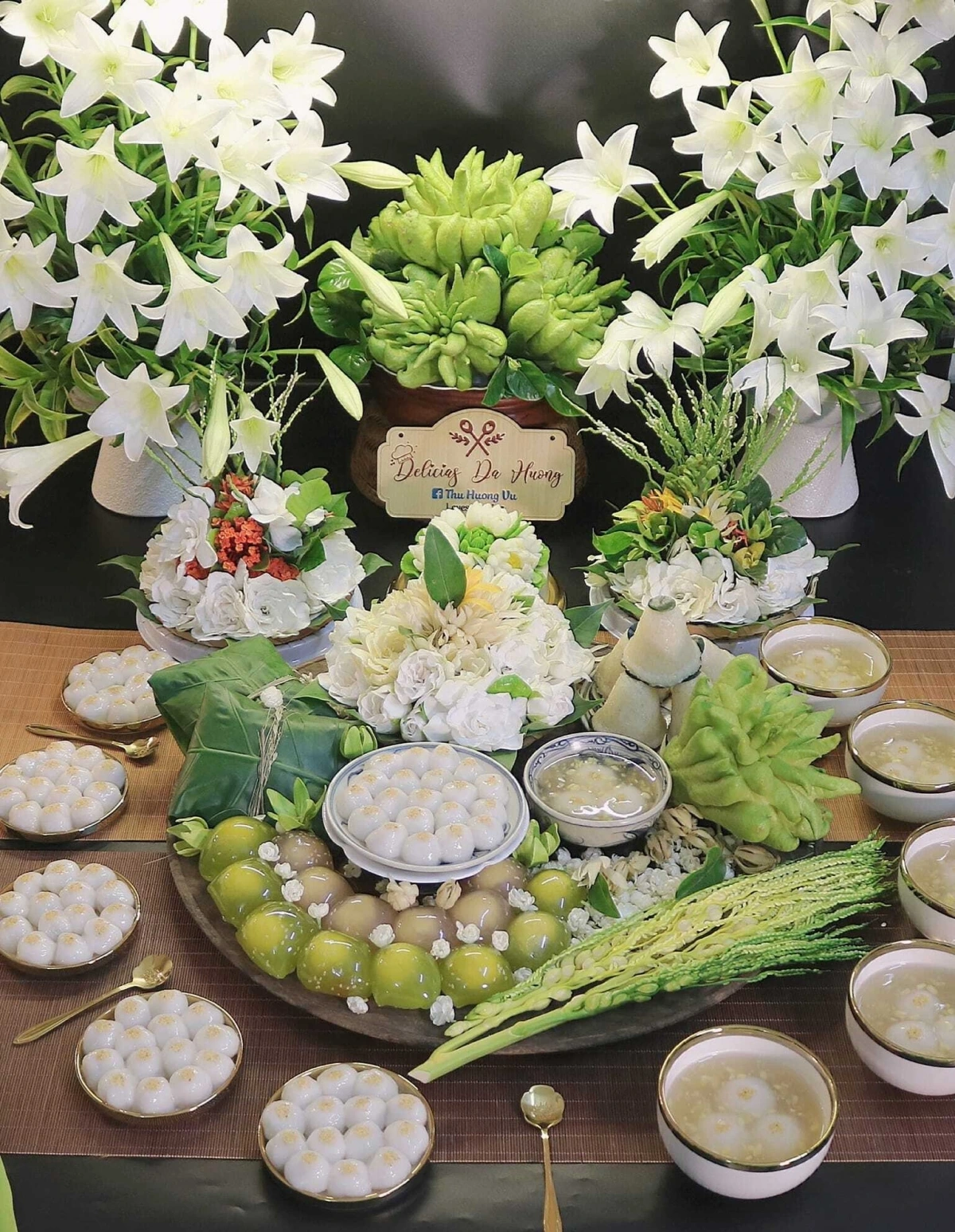 Mâm lễ tết Hàn Thực truyền thống cúng gia tiên. (Ảnh: Vũ Thu Hương)