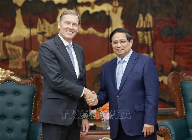 Thủ tướng tiếp ông Wouter Van Wersch, Phó Chủ tịch điều hành toàn cầu Tập đoàn Airbus. (Ảnh: TTXVN)