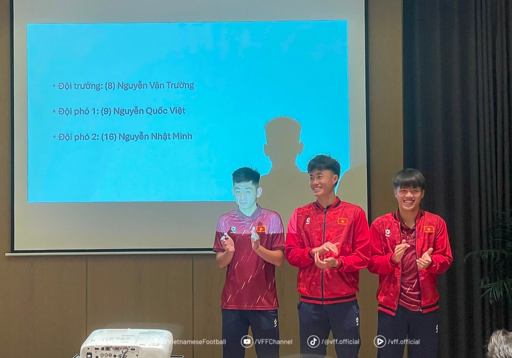 Ban cán sự của ĐT U22 Việt Nam tại giải bóng đá quốc tế 2025. (Ảnh: VFF)