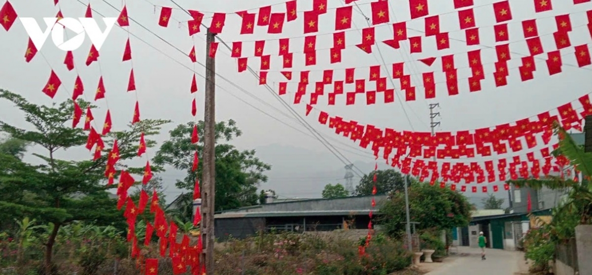 National flags add vibrant color to Quang Huy town in Phu Yen district