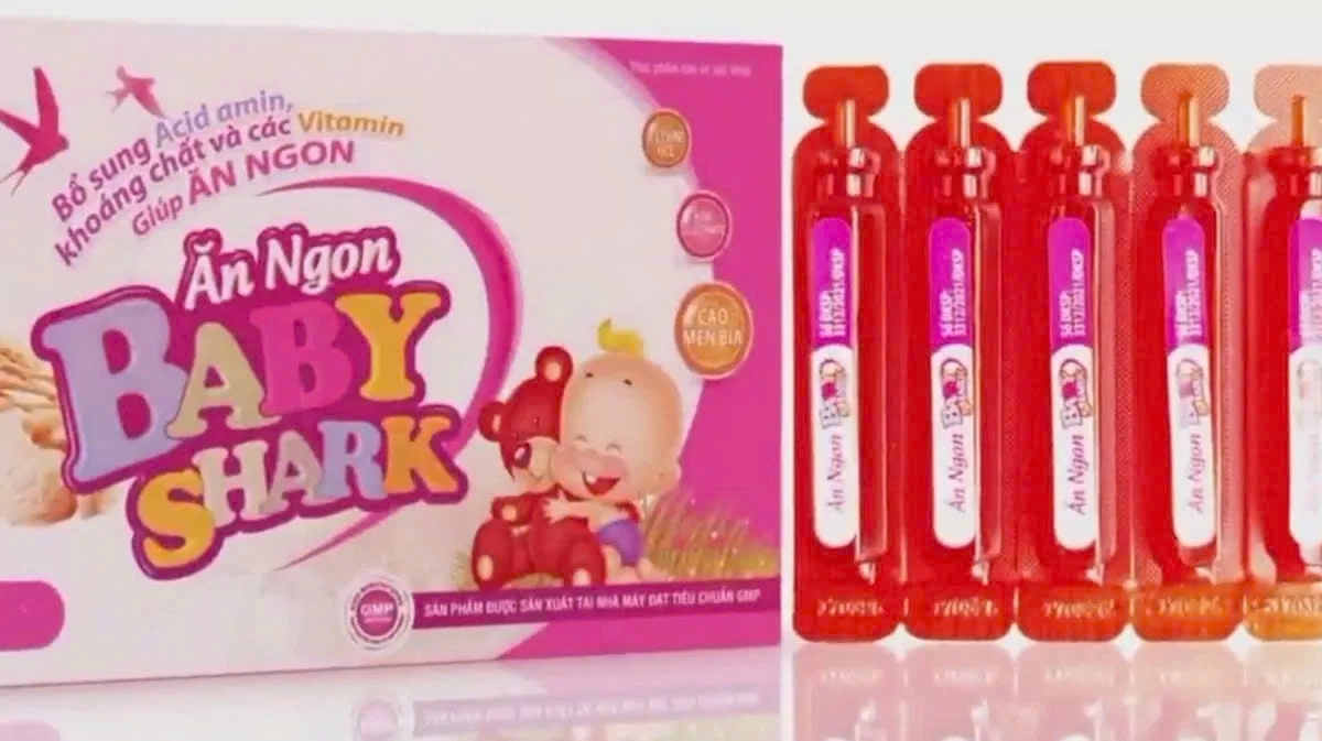 VTV đưa tin, các sản phẩm thực phẩm bảo vệ sức khỏe như Baby Shark, được Công ty TNHH công nghệ Herbitech sản xuất, đã bị phát hiện là hàng giả. Ảnh: VTV