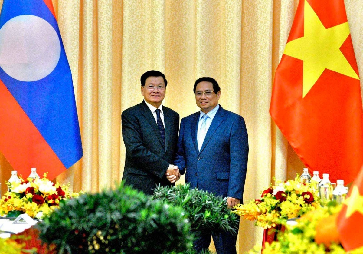 Thủ tướng Phạm Minh Chính tiếp Tổng Bí thư -Chủ tịch nước Lào Thongloun Sisoulith.