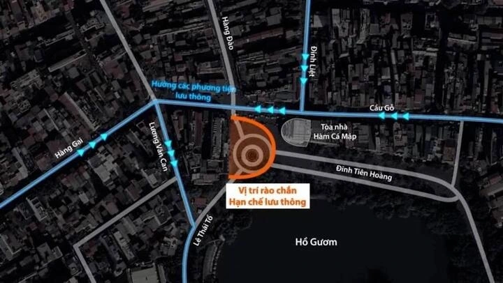 Vị trí rào chắn hạn chế giao thông.