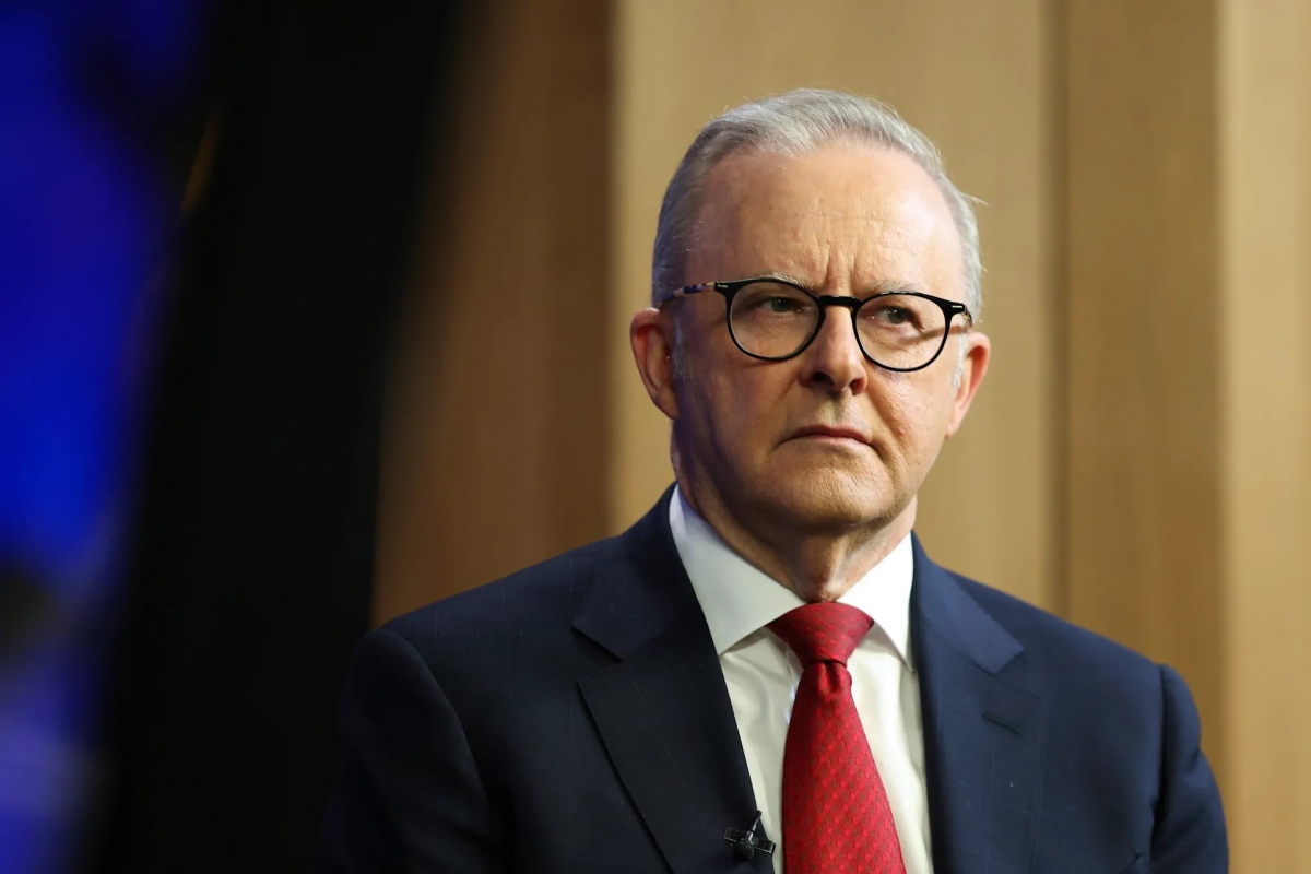 Thủ tướng Anthony Albanese tại Câu lạc bộ báo chí quốc gia. Nguồn: Alex Ellinghausen