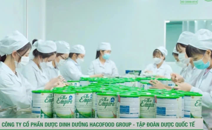 Công ty Cổ phần Dược dinh dưỡng Hacofood Group quảng cáo sữa. Ảnh chụp màn hình)