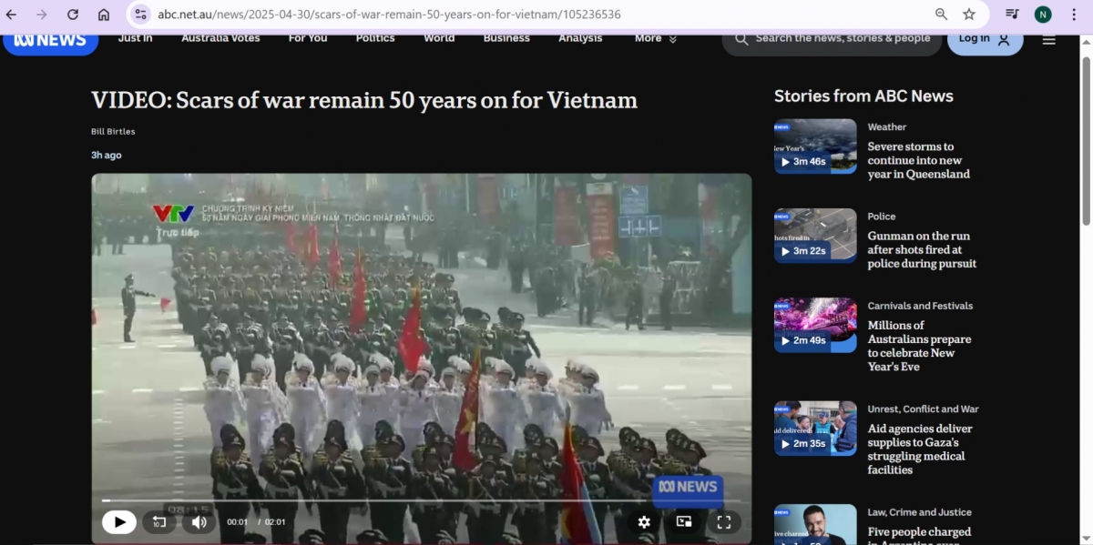 Tin tức về lễ kỷ niệm 30/4 trên báo ABC News