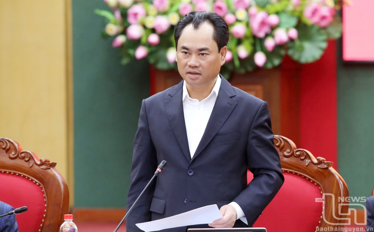 Bí thư Tỉnh ủy Thái Nguyên Trịnh Việt Hùng phát biểu kết luận hội nghị (Ảnh Báo Thái Nguyên)